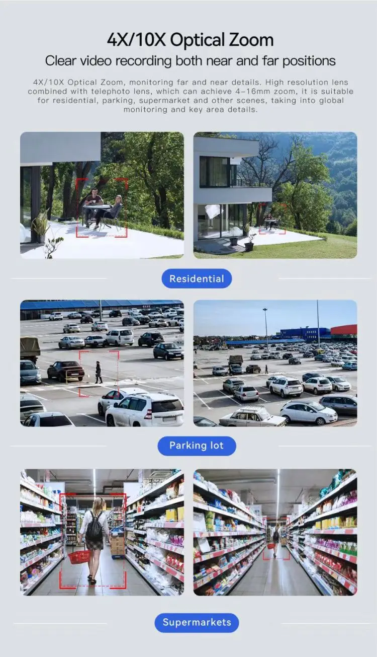 بطاقة Sim 4K 10X Zoom كاميرا مراقبة خارجية إنذار الربط عدسة مزدوجة CCTV 4G كاميرا PTZ الشمسية #5