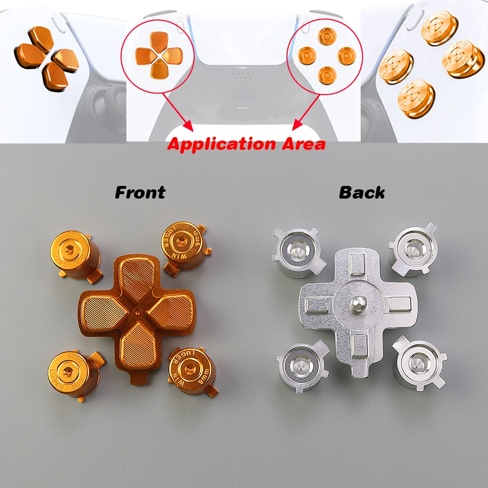 1Pcs Metal D-pad ABXY Buttons For PS5 Aluminum Analog Stick Joystick Cover Cap For PlayStation 4 Gamepad Controller Accessories