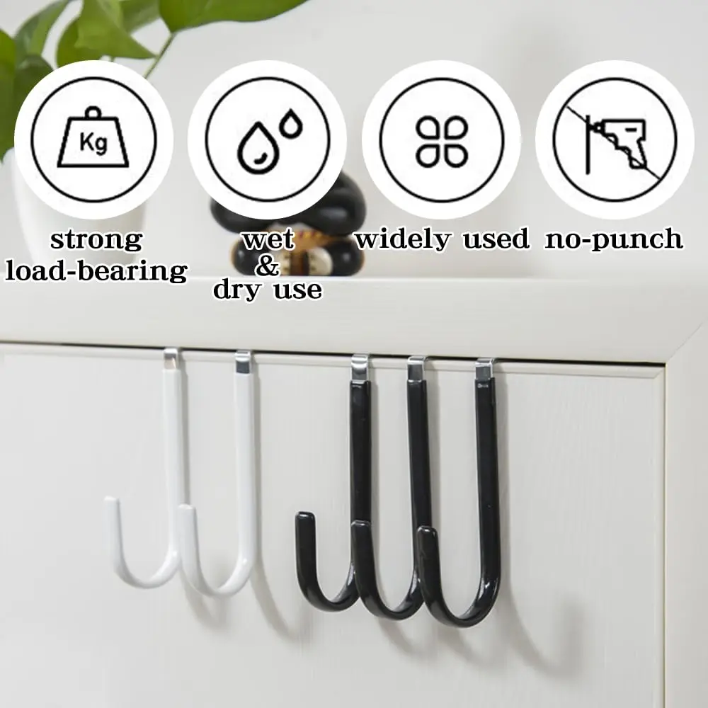 Tür-Aufhänger-Haken mit Gummi-Organizer-Haken für Wohnzimmer, Badezimmer, Schlafzimmer, Küche zum Aufhängen von Kleidung, Handtüchern, Hüten, Mänteln – Detail 10