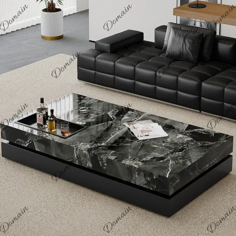 Any Size Custom Black Marble Tea Table High Gloss Waterproof Scratch Stain Resistant Luxury Furniture Office Club Reception
