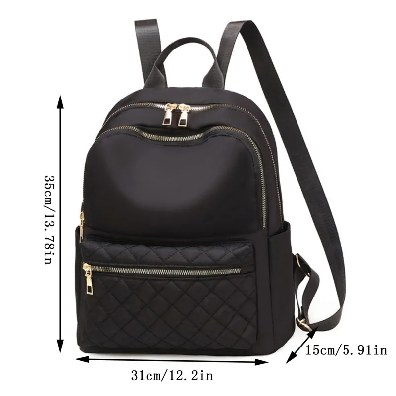 Mochila Oxford impermeable para mujer, morral escolar de gran capacidad, de viaje, color negro, a la moda, 2024