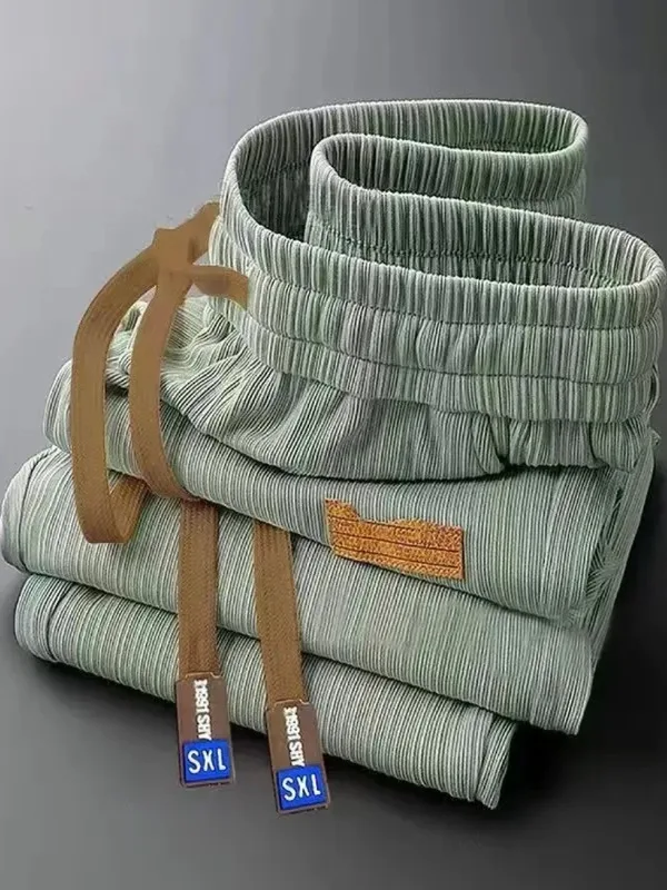 Qui Dry Ice Silk Pantaloni larghi a gamba dritta sottili Pantaloni da corsa estivi Pantaloni casual da fitn da uomo Pantaloni lunghi leggeri e traspiranti