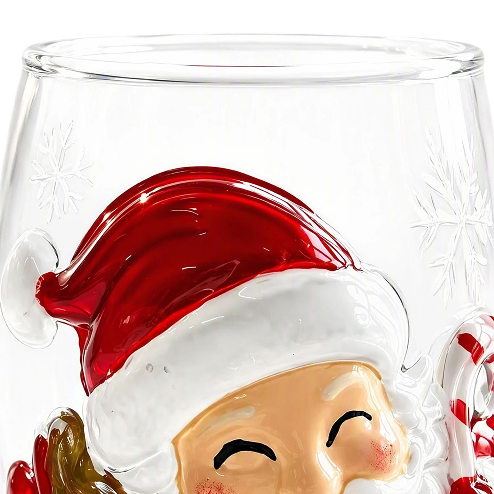 3D Embossed Christmas Glass Cup Santa Claus Reindeer for SNOWMAN Tree Festive Holiday Drinkware Winter Art