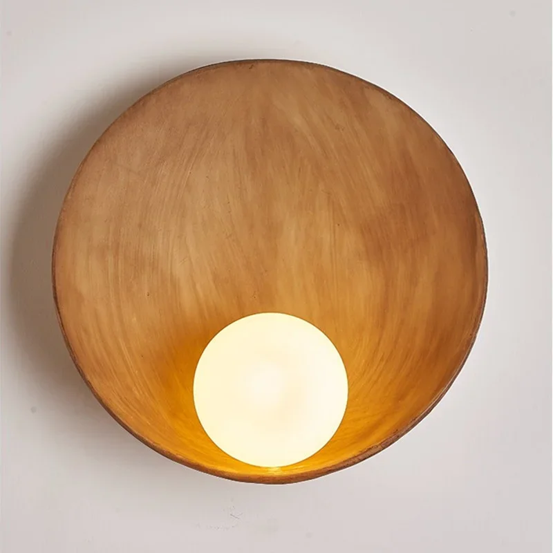 

Chinese Style White Brown Shell Wall Lamp Japanese Creative LED Lighting Homestay Bedroom Corridor Resin