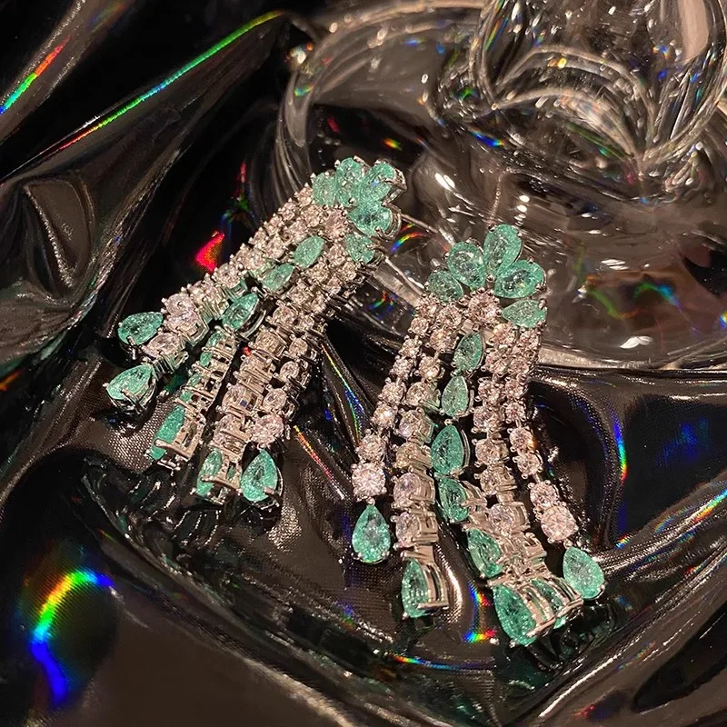 

Zircon Exquisite Fashion Long Tassel Earrings