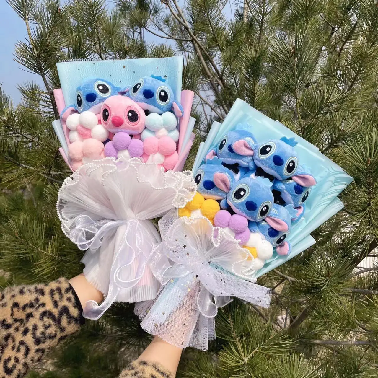 Disney Anime Stitch Plush Bouquet Stuffed Super Soft Kids Doll Christmas Birthday Valentine Graduation Gifts