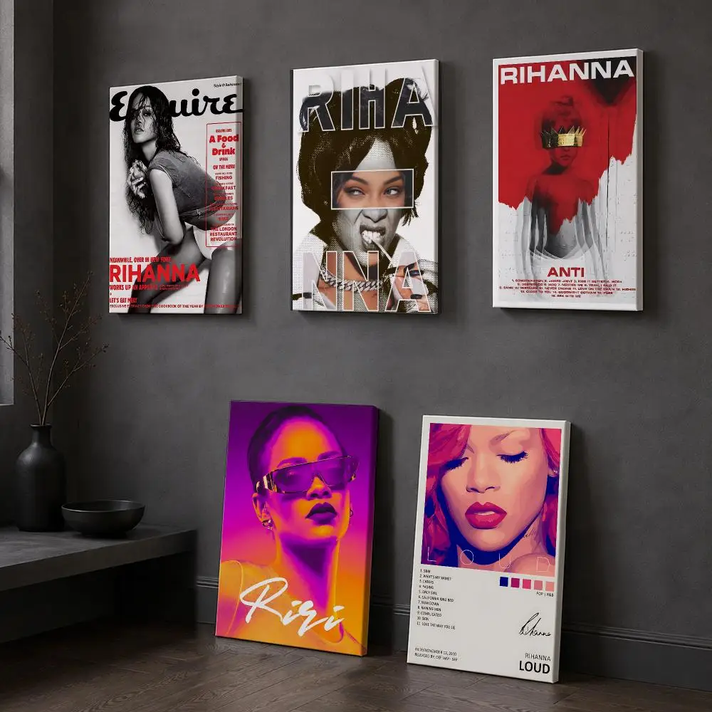 Singer R-rihanna	 Framed Wall Painting Wooden Framed Canvas Poster Wall Art HD Waterproof Print Home Decor