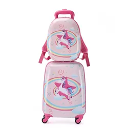 Children's Trolley Case 18 inch Mute Universal Wheel Cartoon Dinosaur Luggage 13 inch Backpack Kid's bag Suitcase