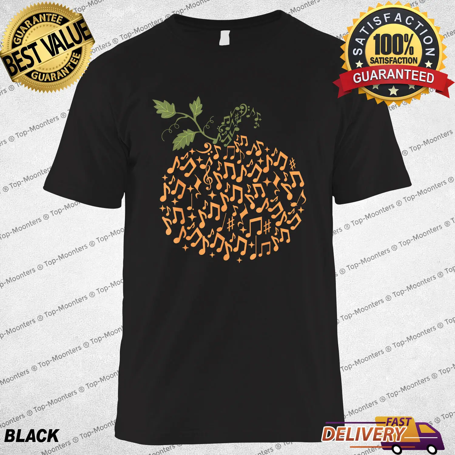 

Music Notes Pumpkin Fall Music Teacher T-Shirt Perfect Autumn Halloween Gift