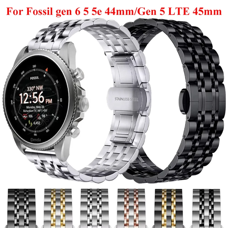 22mm 스테인리스 스틸 스트랩 포실 gen 6 5 5e 44mm/Gen 5 LTE 45mm 메탈 브레이슬릿 포실 Gen 5 줄리아나/가렛 카일리어 HR용