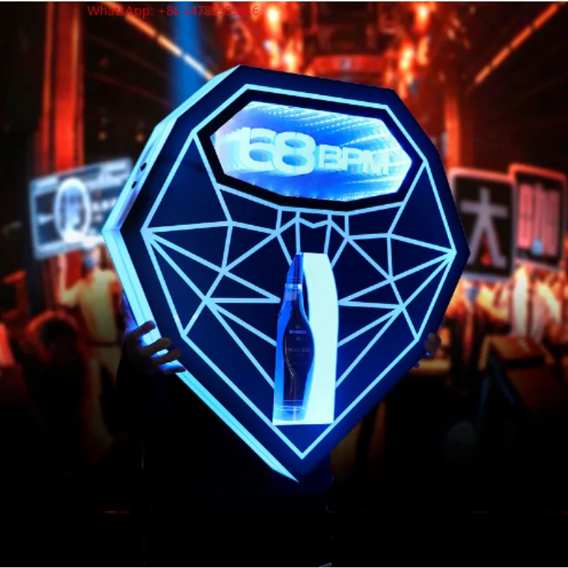 Premium Custom LED Liquor Display StandBar & Nightclub LED Luminous Bottle Display Rack Diamond Marquee Board & Remote Control W