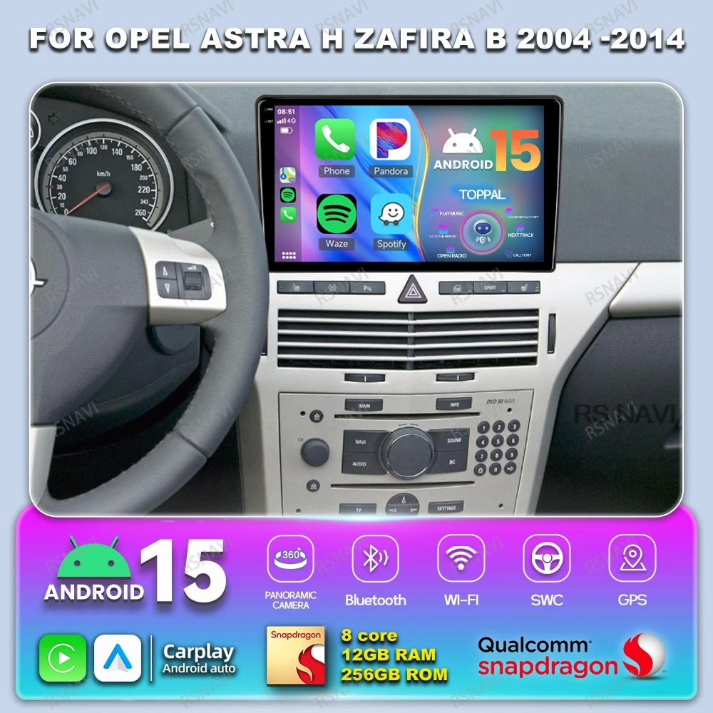 

Android 15 Car Radio For Opel Astra H Zafira B 2004 -2014 Wireless Carplay Auto Stereo DSP 5G WIFI Navigation Autoradio GPS QLED