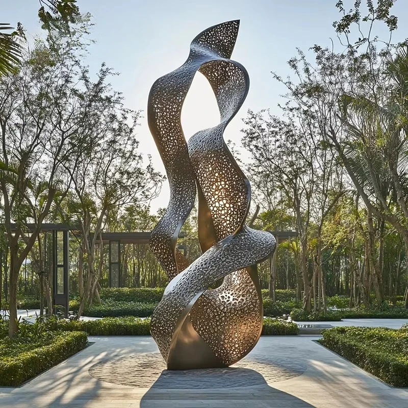 Stainless Steel Garden Sculpture Hotel Lobby Art Statue Water Feature Decoration