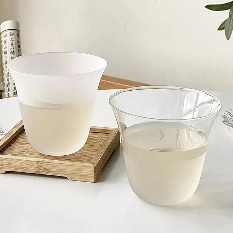 Chinese Style Frosted Thin Glass Tea Cups Water Cup Creative Milk Cup High Appearance Transparent Coffee Cups Drink Accessories