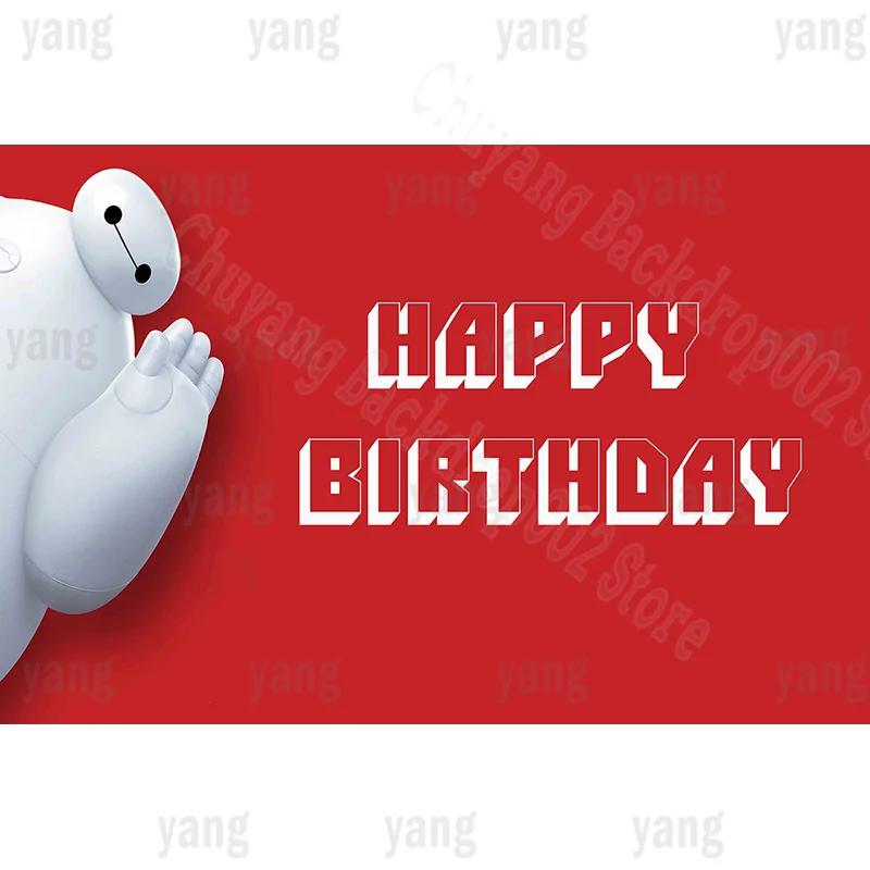 Disney Customize Baymax Happy Birthday Tapestry Big Hero 6 Backdrop Home Wall Decor Party Supplies Baby Shower Background Cloth