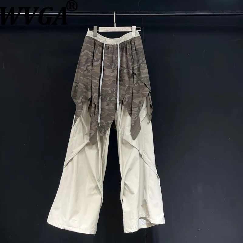 

WVGA Spring Autumn New Man Tide High Street Camouflage Patchwork Trendy Design Niche Casual Straight Skirt Pants Ins Y2K W12425