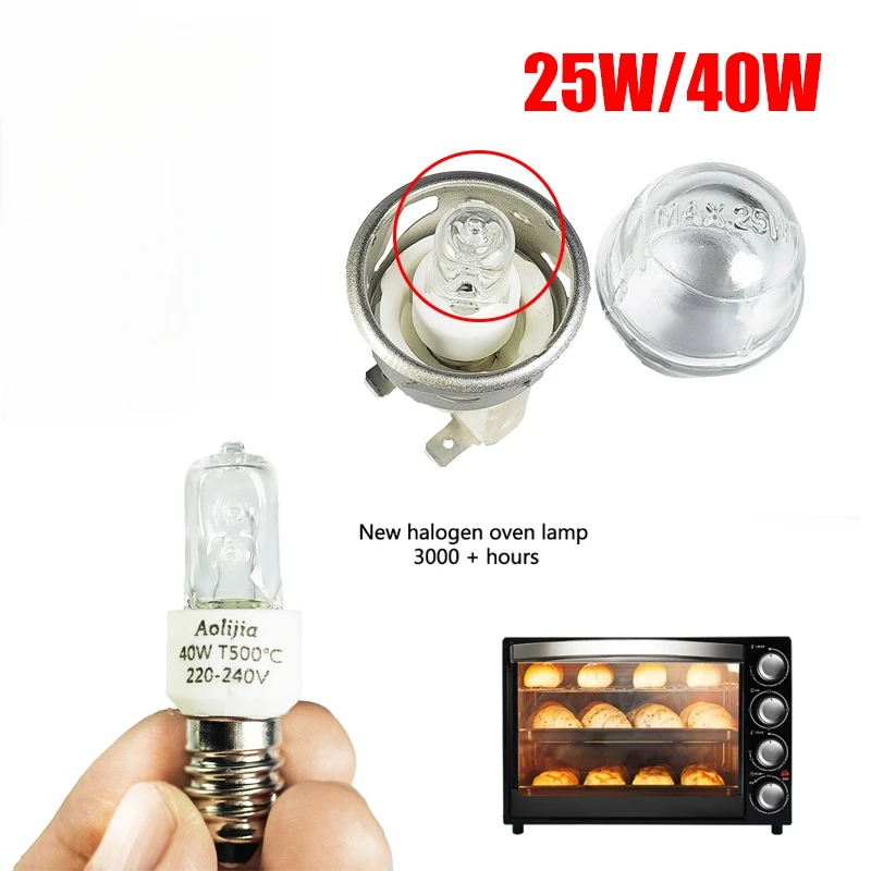(Ce14)220-240V 25W/40W E14 Oven Light Bulb Safe Halogen Oven Lamp High Temperature 500℃ Resistant Dryer Microwave Light Bulb