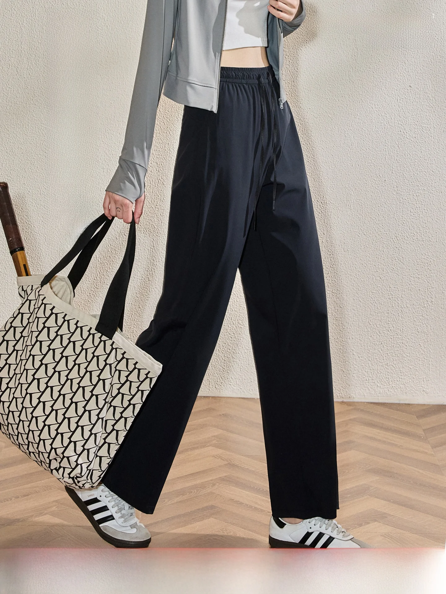 

KUHNMARVIN UPF50 Women's Casual Pants Elastic Waist Straight Leg Sun Protection Summer New Style Comfortable Loose Fit Trousers