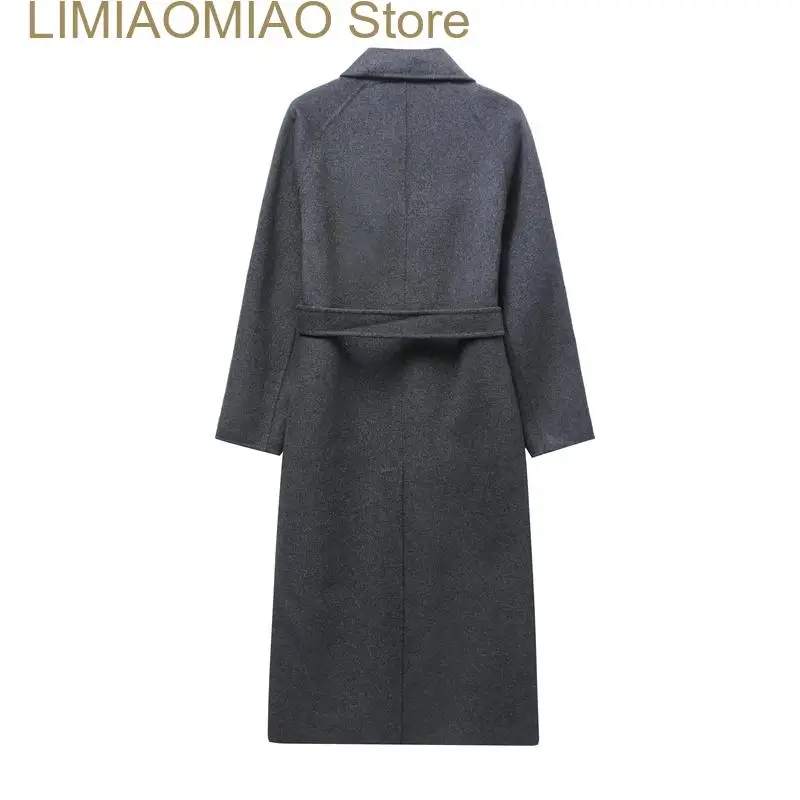 new women's double-sided cashmere coat wool coat warm medium long belt wool coat for women