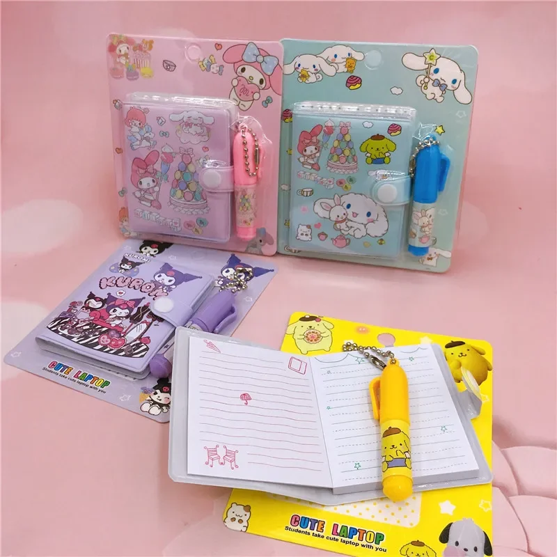 24Pcs Sanrio Notebook Journal My Melody Kuromi Cinnamoroll Kawaii  MIini Portable Ledger School Supplies Stationery Holiday Gift