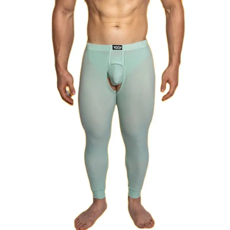 Thermal Underwear Sexy Clothing For Men Thermal Pants Inner Wear Open Crotch Cueca Sleepwear Thin Men\'s Leggings Tights Under