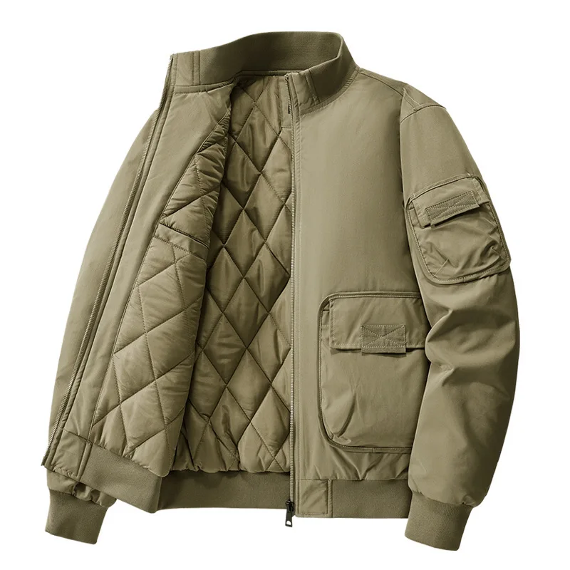 

New Autumn And Winter Men's Casual Jacket Tooling Thickened Multi-pocket Flight Jacket Versatile Retro American Baseball