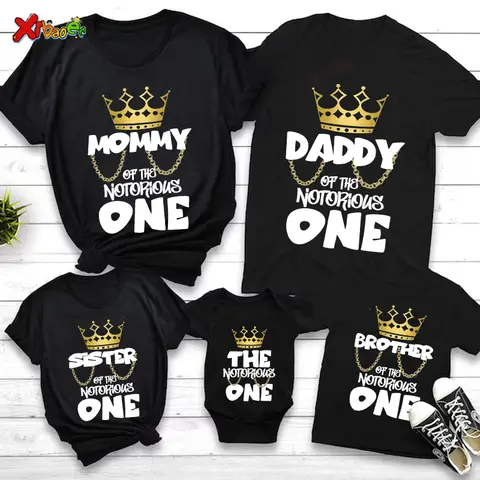 Notorious One Shirt Birthday Boy Shirt for Kids Family Matching Outfits Party Shirts Custom Name Girl Toddler Baby Familia Shirt