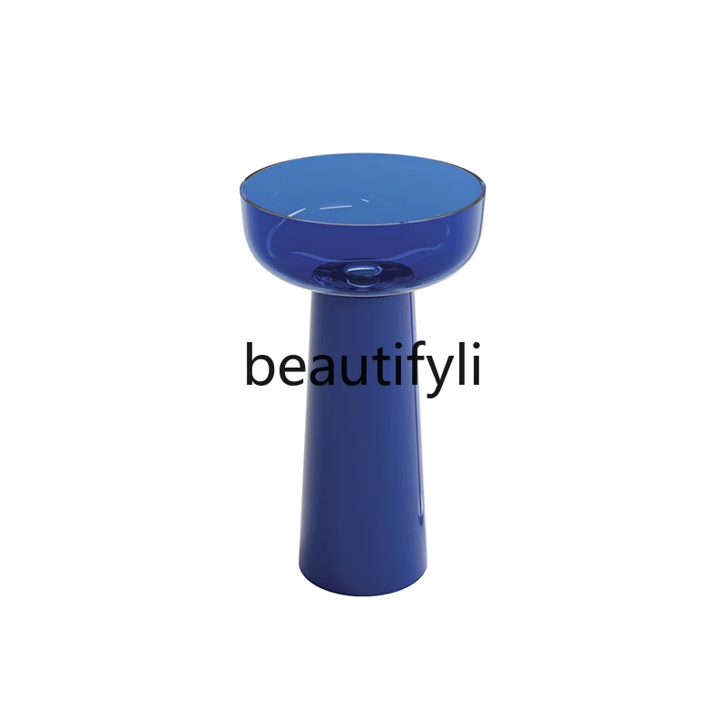 Transparent resin column basin Hotel color round integrated floor type hand wash basin