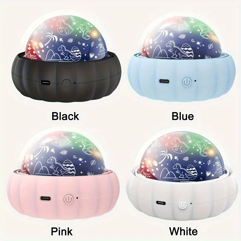 

LED Unicorn Dinosaur Projector Night Light, 360° Rotating 4-Color Atmosphere Lamp for Kids Room Party