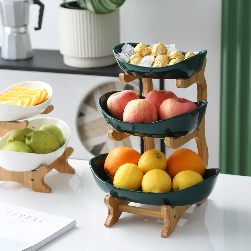 Multi-layer fruit plate, living room home storage plate, front desk candy plate retro shelf