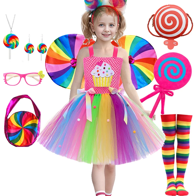 Kids Girls Donut Ice Cream Cake Dresses for Kids Candy Birthday Party Costume Princess Girl Sweet Cake Ballet Tutus Outfits