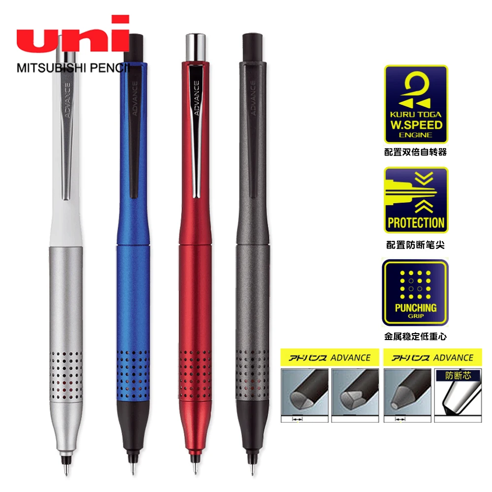 1pcs UNI Mechanical Pencil Metal Low Center of Gravity M5-1030 Kuru Toga 0.5mm Double Rotation Speed Write Constant Stationery