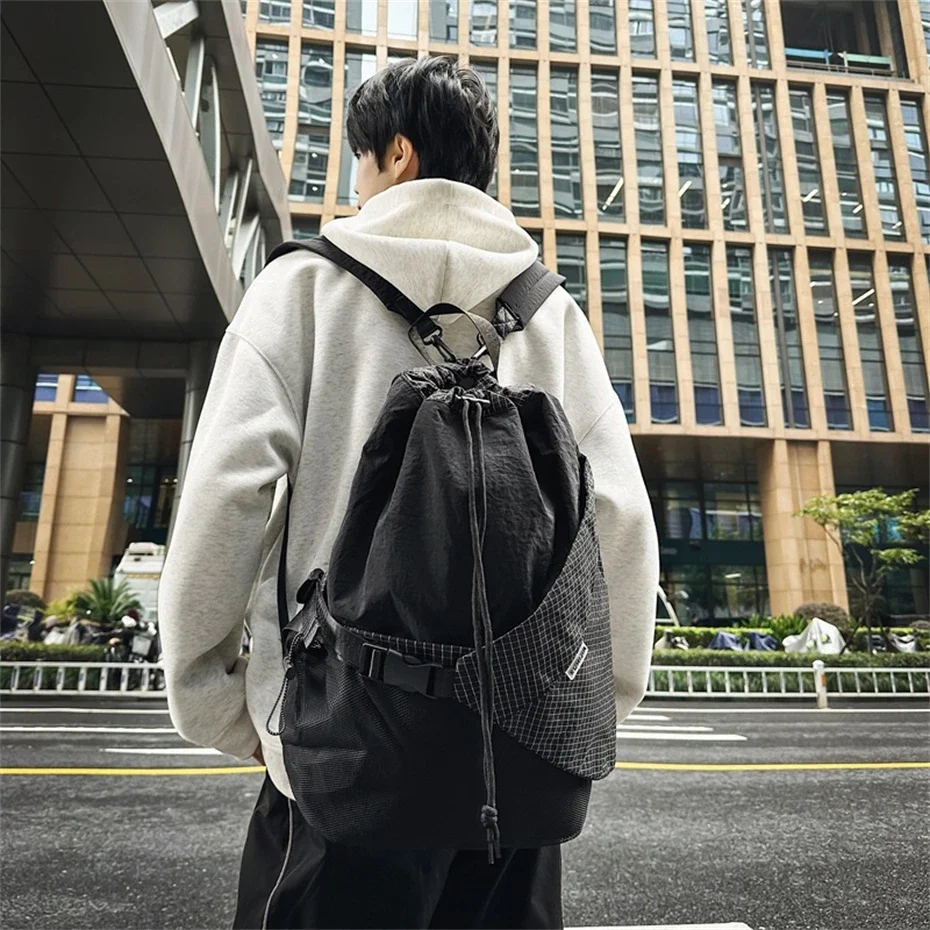 

Outdoor Multifunction Waterproof Camping Travel Drawstring Backpack Men Women Techwear Style Hip Hop Crossbody Laptop Bag