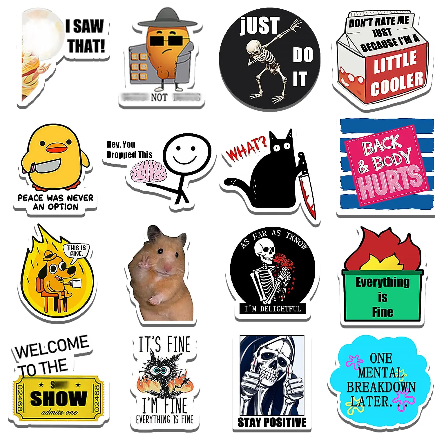 

16 PCS Funny Fridge Magnets for Adults - Reusable Cute Animals, Memes & Words for Home, Office, Car, Locker