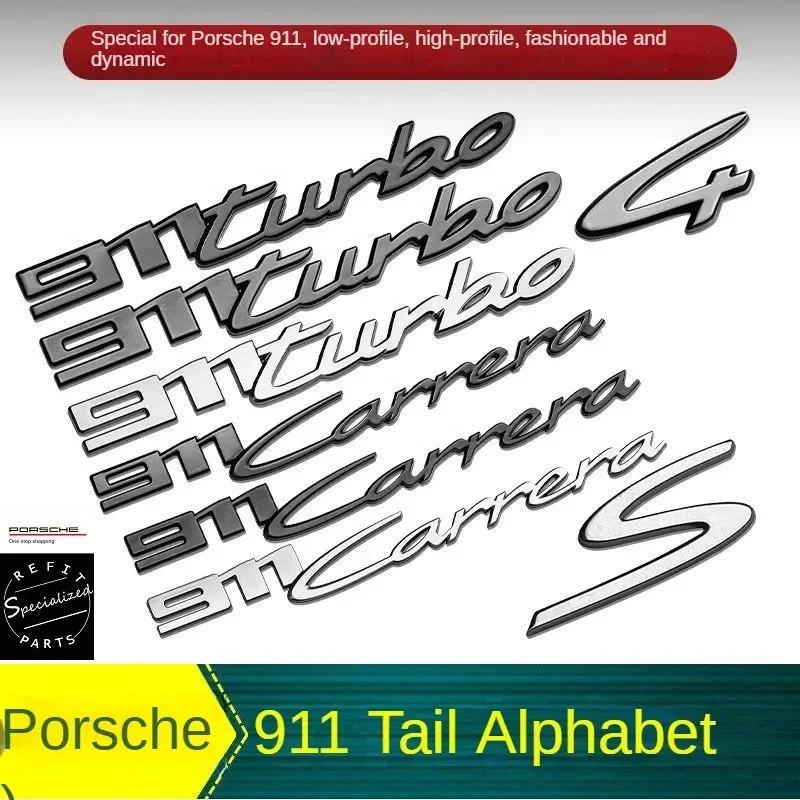 

for Porsche Carrera 911 Carrera 4 badge, Turbo modified S-shaped rear badge, original logo, blackened letter badge