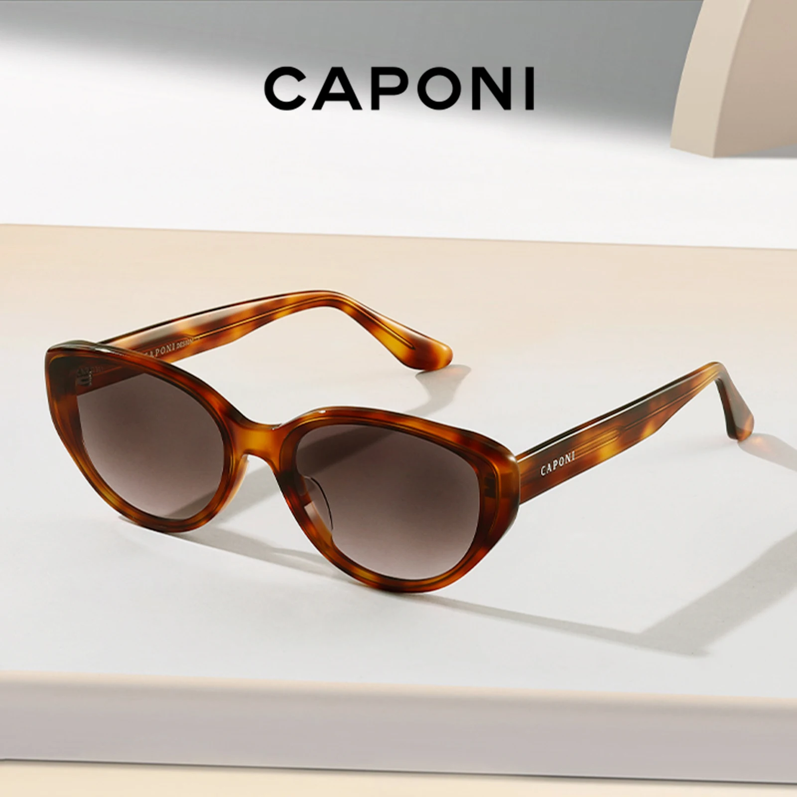 

CAPONI New Cat Eye Sunglasses For Fashion Women Black Shades Brand Design High Quality UV400 Nylon Lens Trending Eyewear CP24006