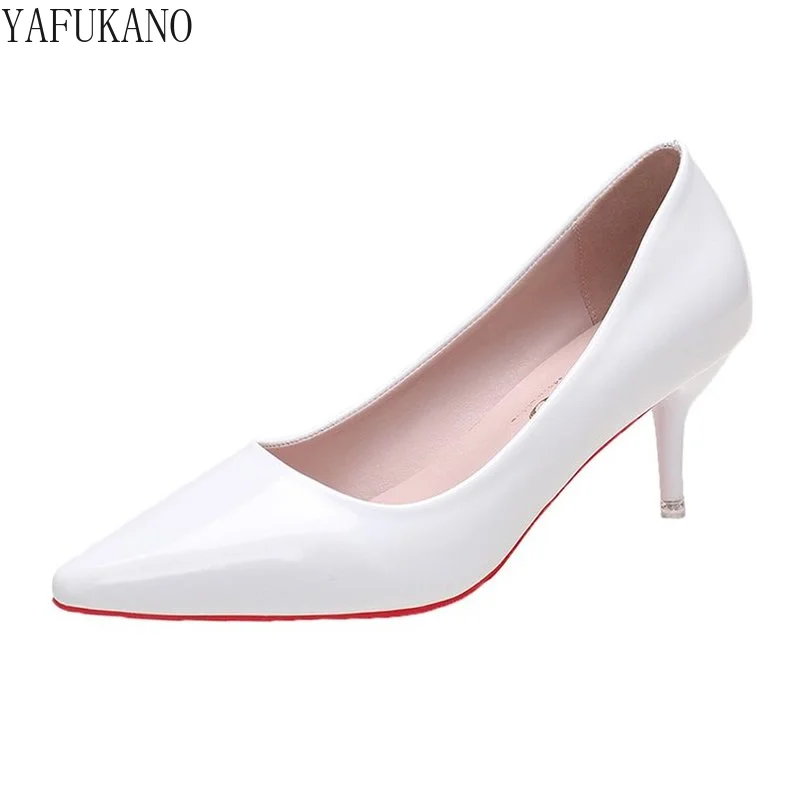 Nude Patent Leather Stiletto Single Shoes 2024 New Sexy Shallow Mouth Pointed Toe High Heels Career Work Shoes Party Pumps