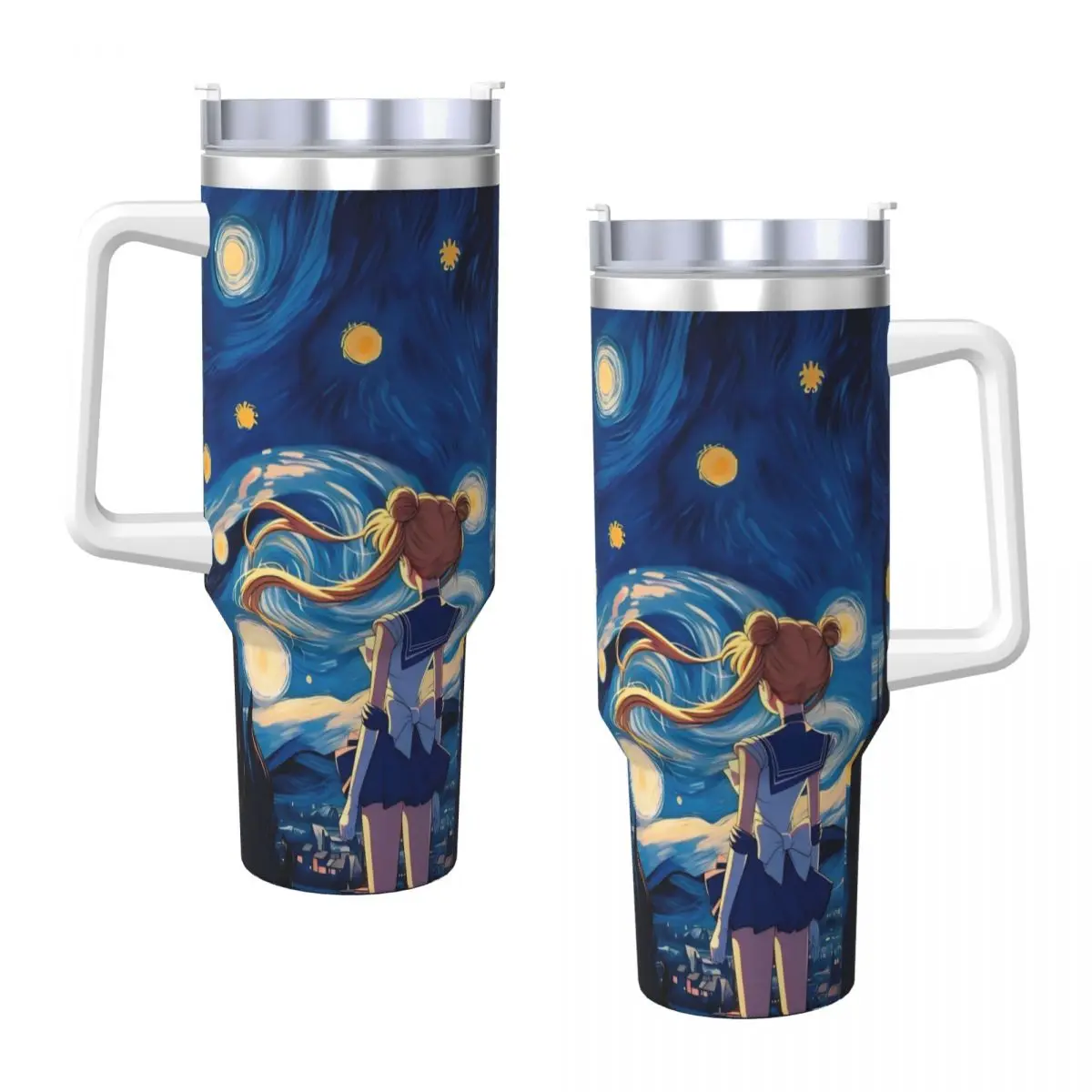 S-Sailor M-Moon Anime Stainless Steel Tumbler Driving Car Mugs Large Capacity Thermal Cups