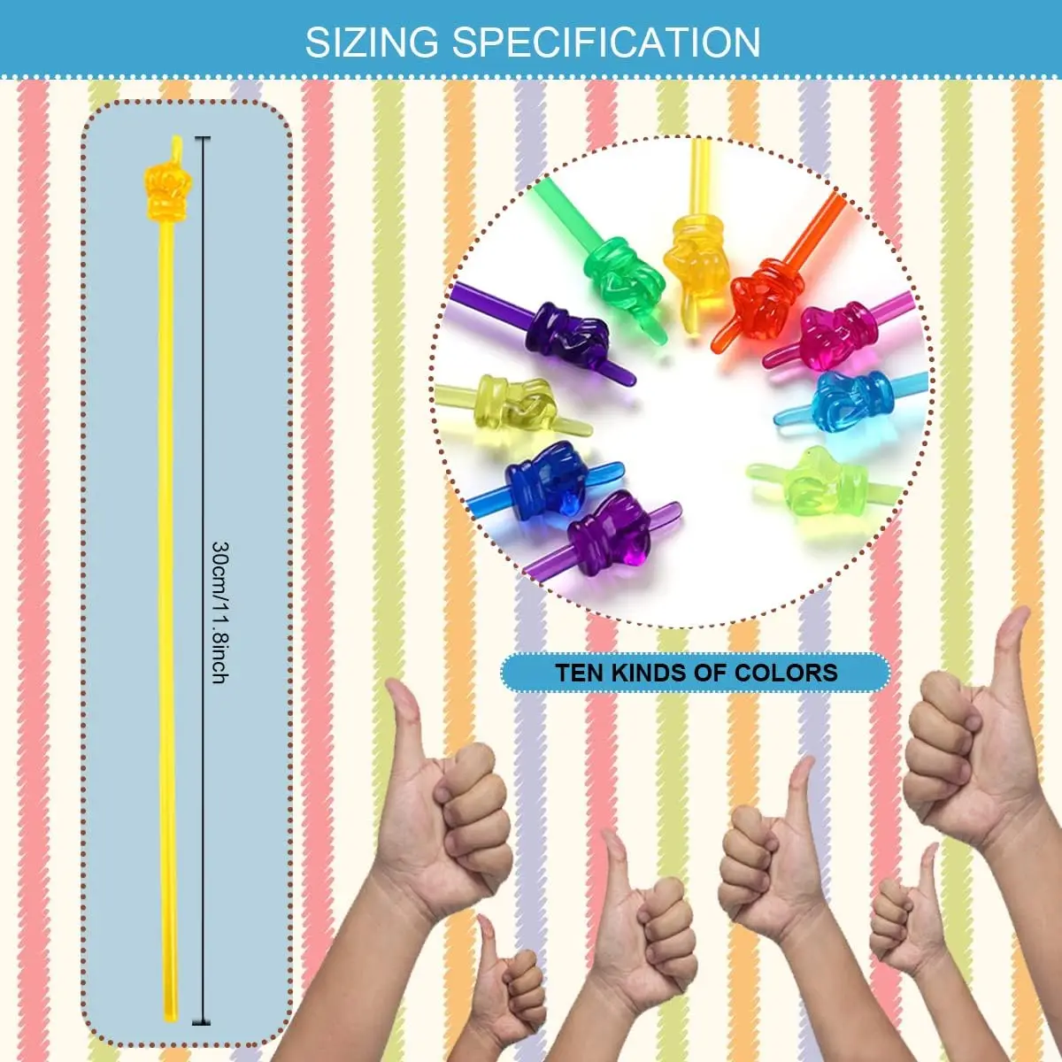 

10 PCS Teaching Pointers Reading Pointers Resin Presentation Finger Pointers Mixed Color Stick for Teachers Aids, of Ages +