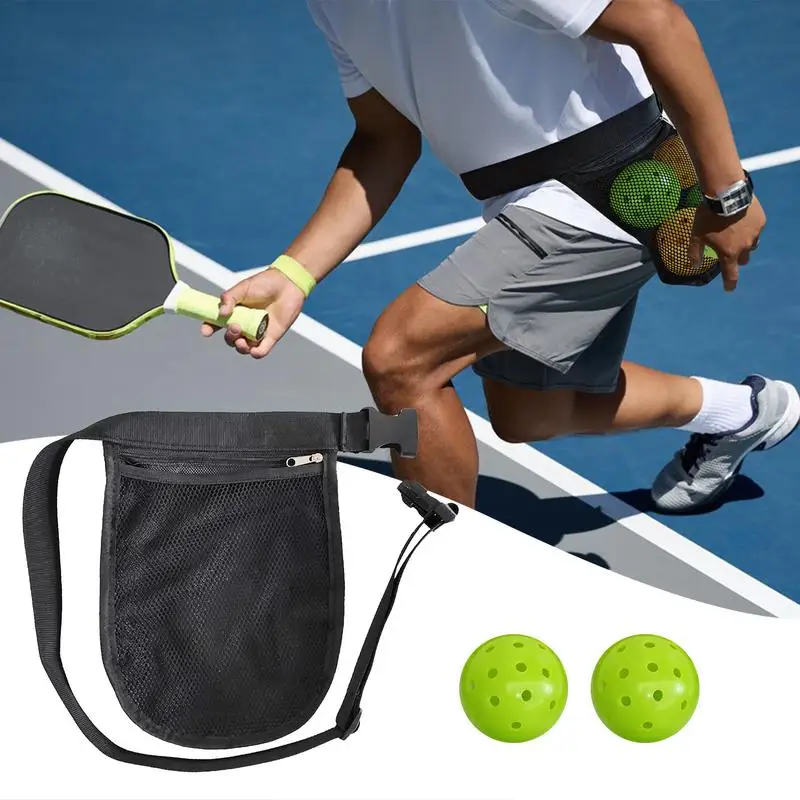 Hip Pickleball Pouch Carrier Oxford Cloth Mesh Design Sweatproof Pickleball Holder Waist Hip Bag Ball Band Holder