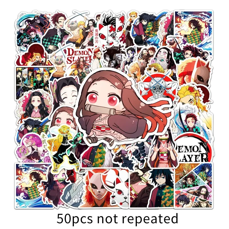 50pcs Demon Slayer Anime Stickers Kamado Tanjiro Nezuko Cartoon Peripherals Creative Gifts Waterproof Stickers Diy Toys