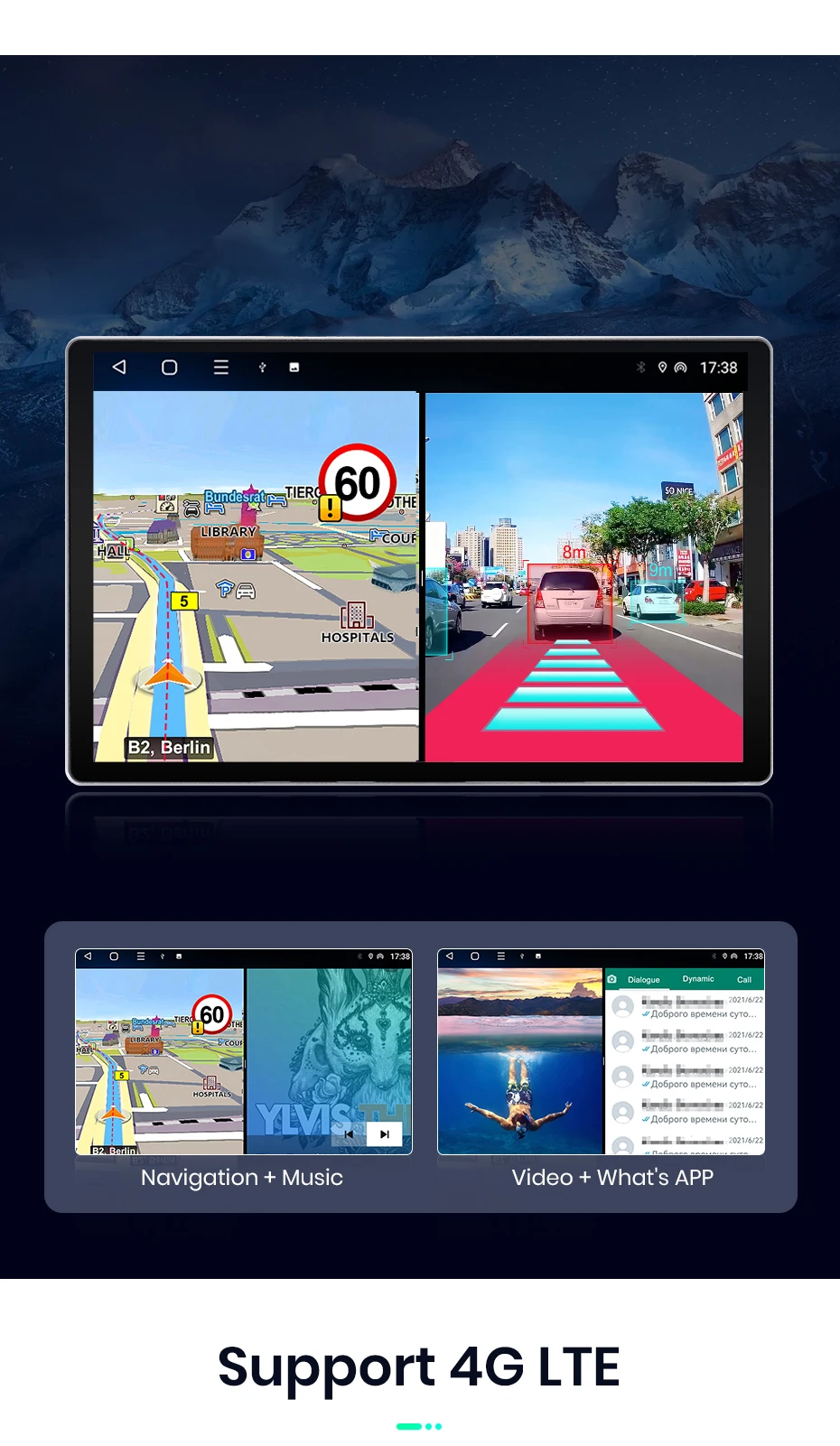 Junsun 11,5 Zoll QLED Touchscreen Universal-Autoradio, kabellos, für Apple CarPlay, Android Auto, Stereo-Multimedia-Videoplayer, intelligente Fahrzeugsysteme, 2-DIN-Autoradio, Head Unit, GPS-Navigation, BT, 4G, WLAN, 8-Kern-Prozessor, FM, AM, DSP, RDS, SWC, DAB – Detail 17