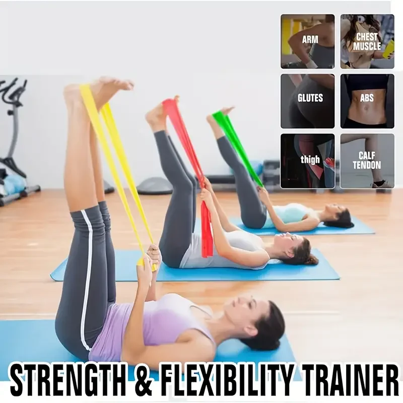 Yoga Pilates Portable Resistance Band Long Training Stretch Bands For Physical Therapy Lower Body Home Strength Elastic Exercise