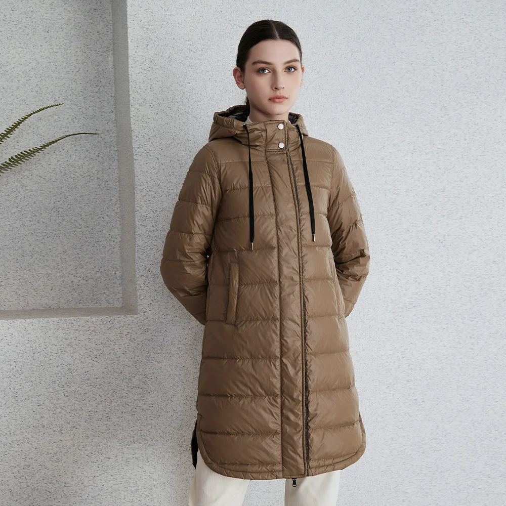 CA-66 Luxury women\'s clothing winter thickened 90% white duck down coats Long hooded Puffer jacket