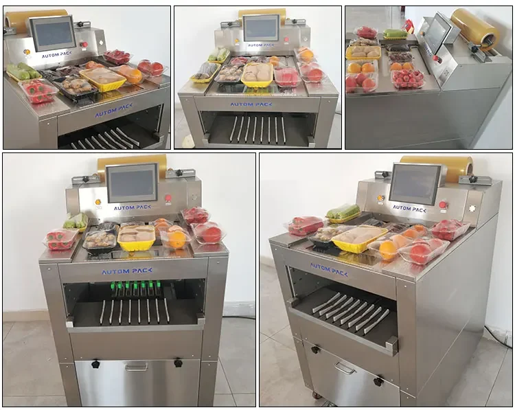 High Quality Fresh-Keeping Film Automatic Food Tray Fruit Vegetable Cling Film Stretch Film Food Tray Packaging Machine