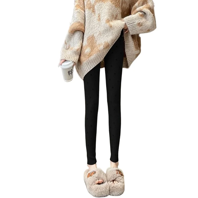 

Женские осенние и зимние тонкие теплые зимние леггинсы с высокой талией, маленькие повседневные брюки из клеевого риса, новые бархатные утолщенные леггинсы