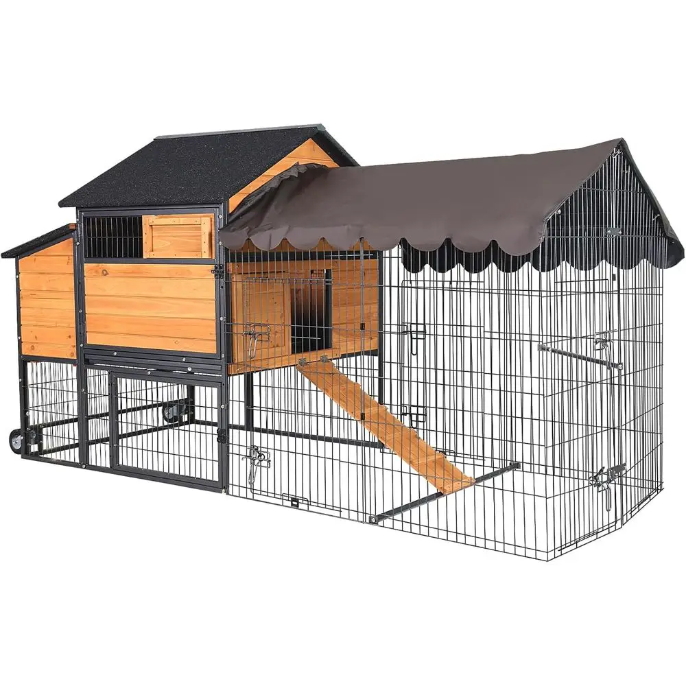 

Раздвижной металлический курятник с большими колесами, 3 гнездовыми ящиками, для 4-6 кур, длина 85 см