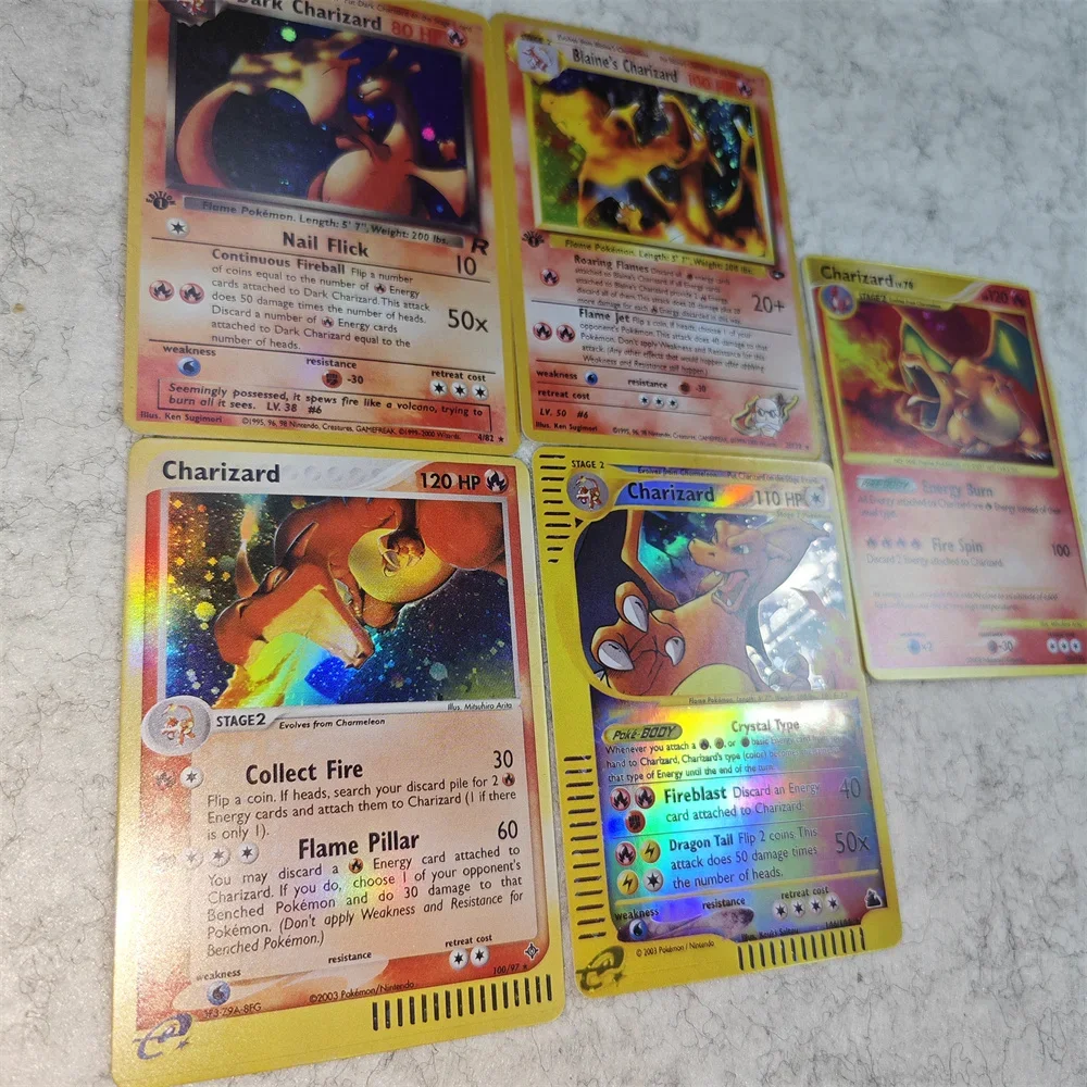 PTC Charizard Cards Shining Local Laser Ex GX VMX Hobbies Rare Collection Battle Card Exquisite Collection Game Toys Gifts view 3