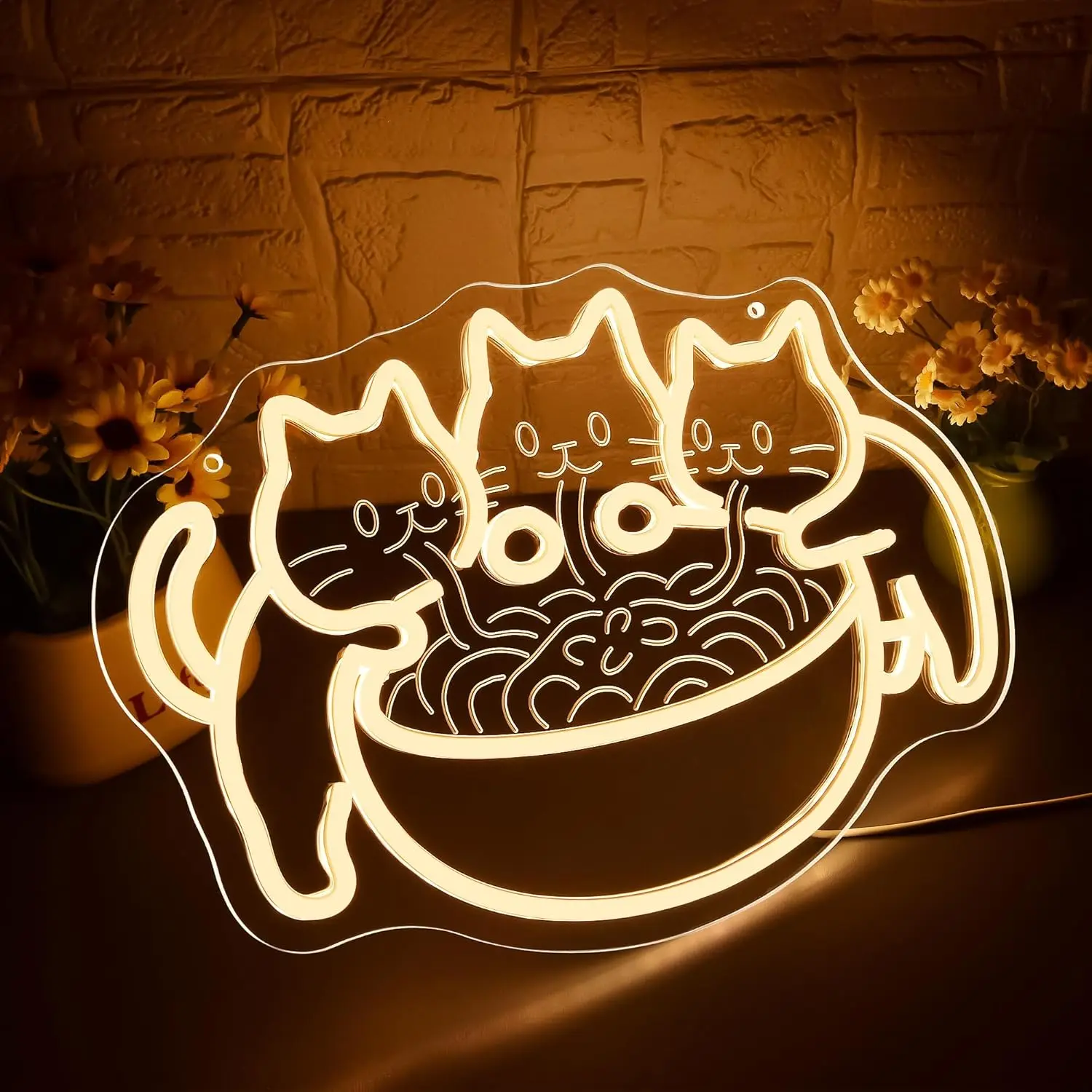 رامين القط LED النيون تسجيل USB عكس الضوء ضوء النيون تسجيل ل غرفة نوم غرفة معيشة حفلة عيد ميلاد هدية جدار ديكور