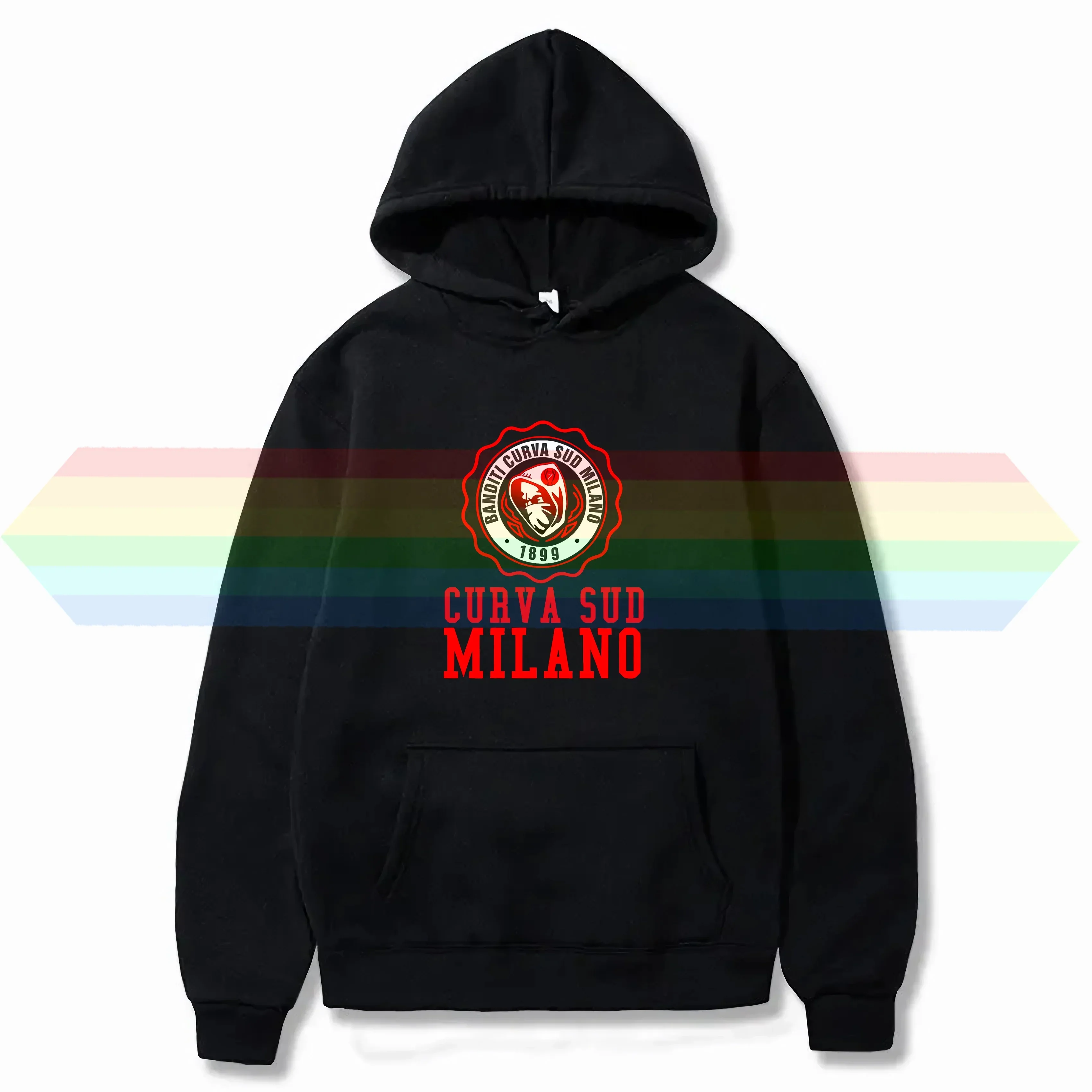 TEWRetro Men's Summer Milan Polyester Hoodie Women's Casual CURVA SUD MILANO Comfortable The 2024 Hoodie